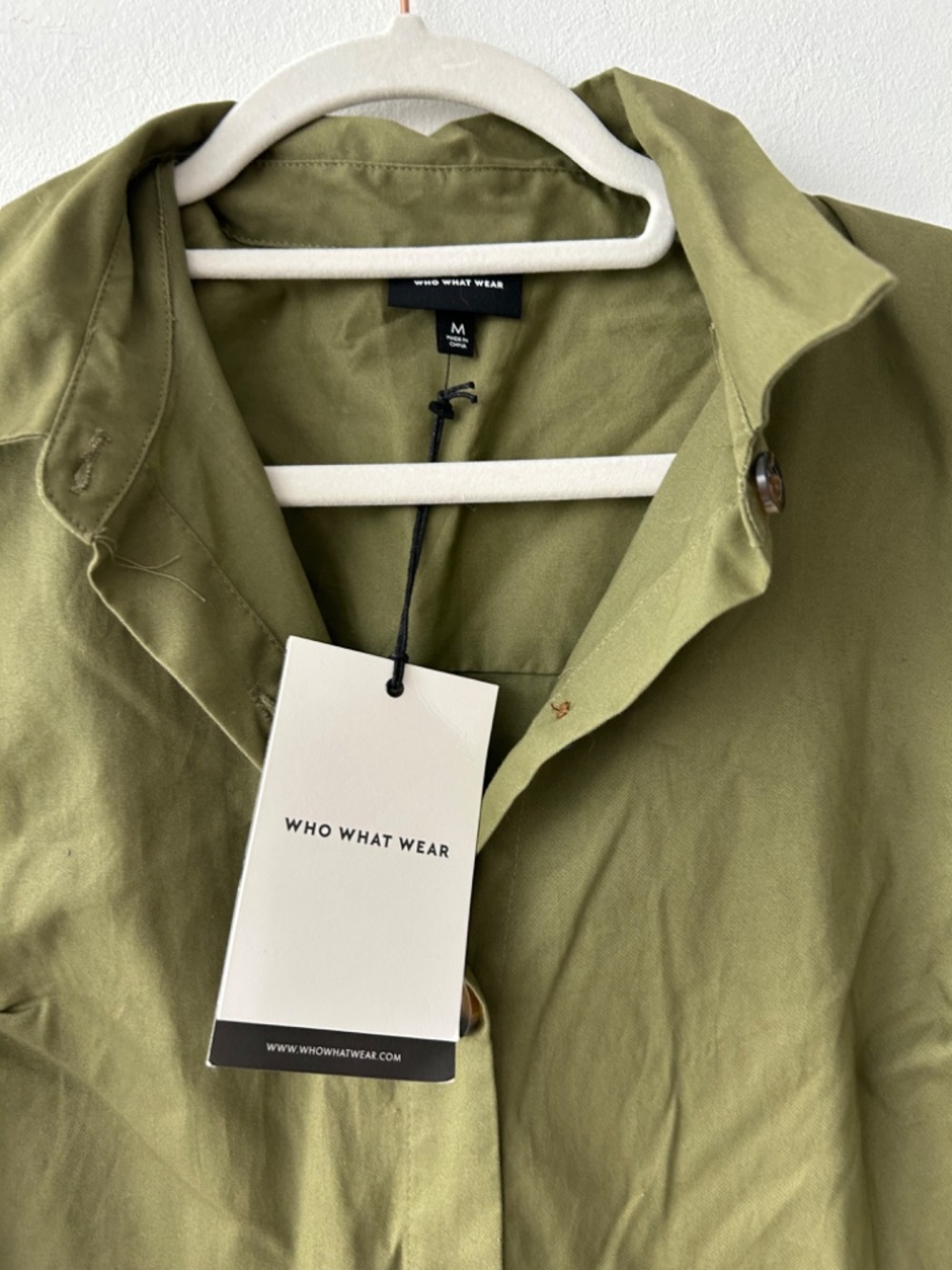 NWT Who What Wear Olive Green Button-front Shirt Dress Medium - Picture 7 of 8